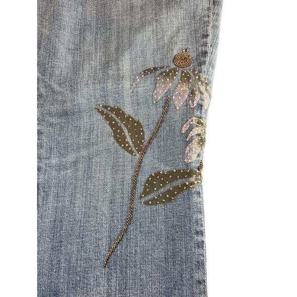 Vintage Z Cavaricci Jeans Embroidered Embellished Flowers light wash Sz 16 - Picture 9 of 9